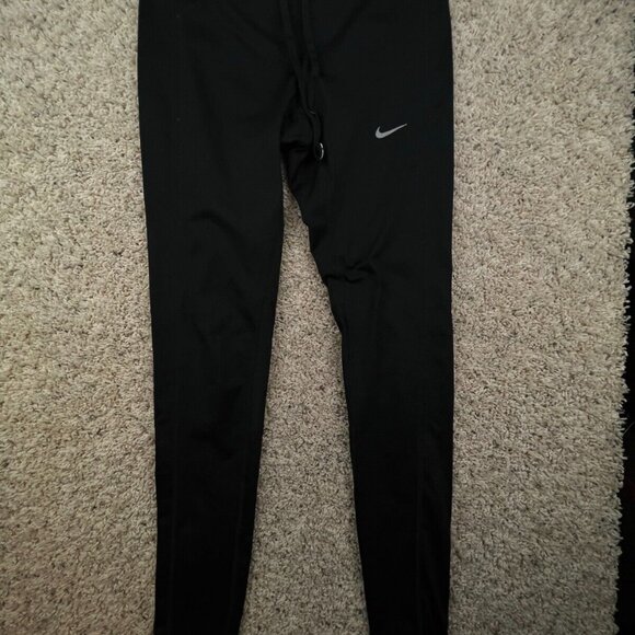 NIKE Dri-Fit Leggings Women’s Black Workout Yoga Small Stretch Elastic w Logo - Picture 1 of 14